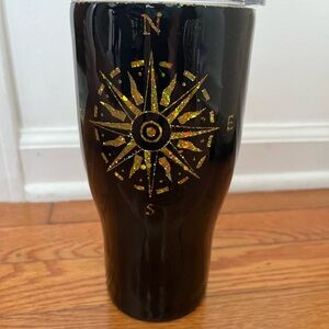 Coffee Mug Cup Black World Globe 30oz